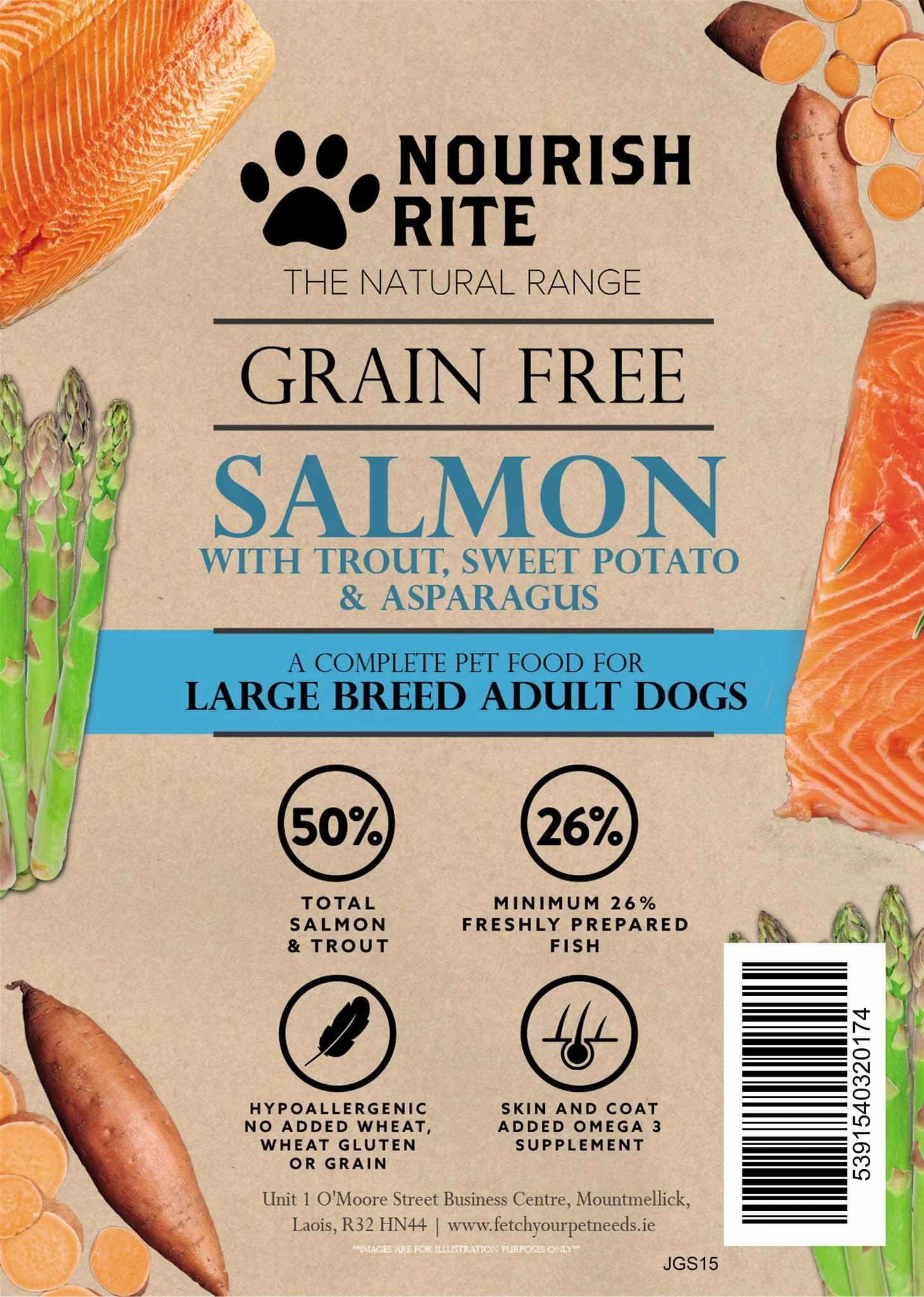 Nourish Rite Grain Free Large Breed Adult Dog Food - Salmon - Image 4